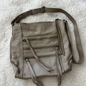Lucky Brand Taupe Soft Leather Crossbody/Shoulder Bag